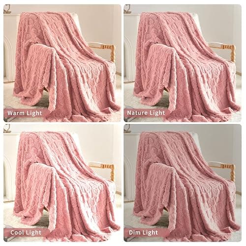 GIOKARNNA Heart Checkered Throw Blankets, for Love Mother Friends Pets,280 GSM Super Soft Warm Lightweight Fluffy Bed Blanket for Women Anniversaries(Pink,90"x90") | Super Soft, Warm, Fluffy, Lightweight, Bed Blanket, for Love Mother Friends Pets, for Women Anniversaries thumbnail 3