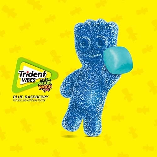 Trident Vibes SOUR PATCH KIDS Blue Raspberry Sugar-Free Chewing Gum, 40 Piece Bottle thumbnail 5