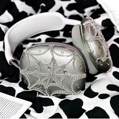 Rhinestones Spider Web AirPods Max Cover Glittering Headphones Case for Airpods Max Cute Airpod Pro Max Ear Covers Protective Accessories thumbnail 4