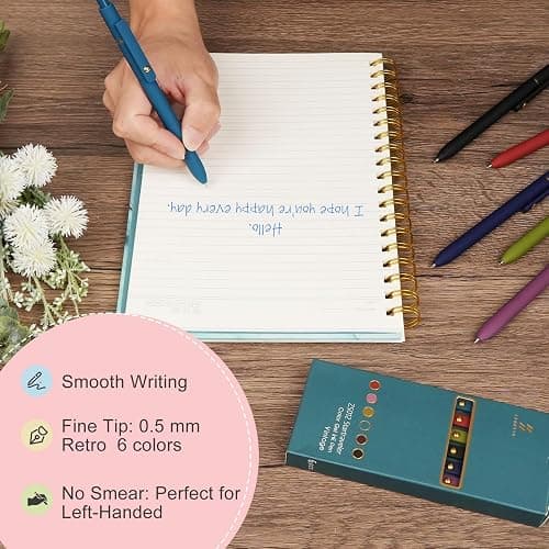 Ddaowanx Colorful Gel Pens, 0.5mm Fine Point Retractable,Multi Colored Pens for Journaling and Sketching,School Supplies,Stuffers for Teens, Gifts for Women (6Pcs-Vintage Colors) thumbnail 5