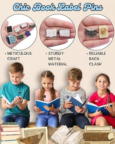 Creative Reading Book Pins Bulk with Storage Bag, Cute Decorative Brooch Books Enamel Pins for Backpack Hat Clothes Christmas Bookish Gifts for Readers Booklovers Women Kids Teacher Student Librarian thumbnail 5
