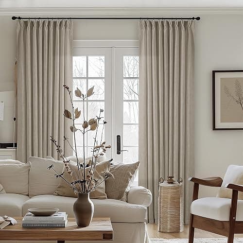 Extra Wide Curtains 90 Inches Long 60 Inch Width for Living Room Bedroom Light Filtering Semi Sheer Farmhouse Pleated Curtain Hooks Rings for Patio Sliding Door Large Window Burlywood Taupe 1 Panel thumbnail 8