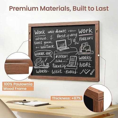 2-in-1 Double-Sided Magnetic Chalkboard 24"x16", Chalk Calendar Board & Large Blackboard for Kitchen & Home Decor, Schedule, Menu, Back-to-School Gift - Hanging Chalk Board with 2 Liquid Pens, Brown thumbnail 8
