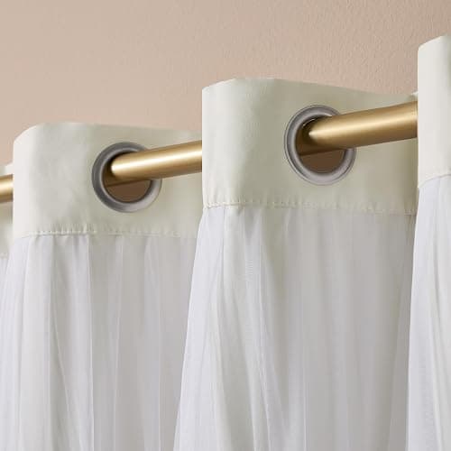 TOWN & COUNTRY LUXE Talia Double Layer Indoor Curtains, Sheer and Room Darkening Blackout, Grommet Top, Energy Efficient, 2-Pack Set, 52"x96", Vanilla thumbnail 5