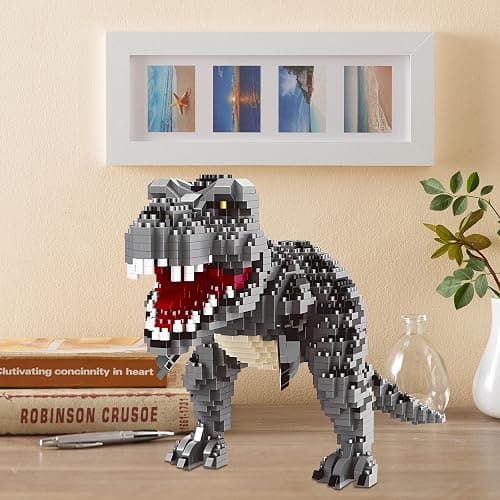 CSNRHG Dinosaur Tyrannosaurus Rex Model Decor Micro Mini Blocks Velociraptor Building Blocks Toy Birthday for Age 6+ Children Adults Teens 1530 Pieces thumbnail 2