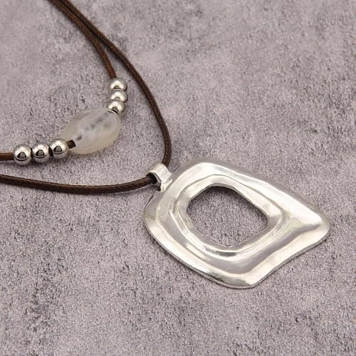 joymiao Boho Necklaces for Women Chunky Circle Necklace Layered Boho Circle Leather Choker Necklace Long Vintage Necklaces Bohemian Jewlery Gifts thumbnail 3