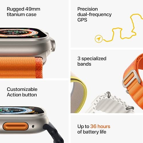 Apple Watch Ultra [GPS + Cellular 49mm] Titanium Case with White Ocean Band, One Size (Renewed) thumbnail 7