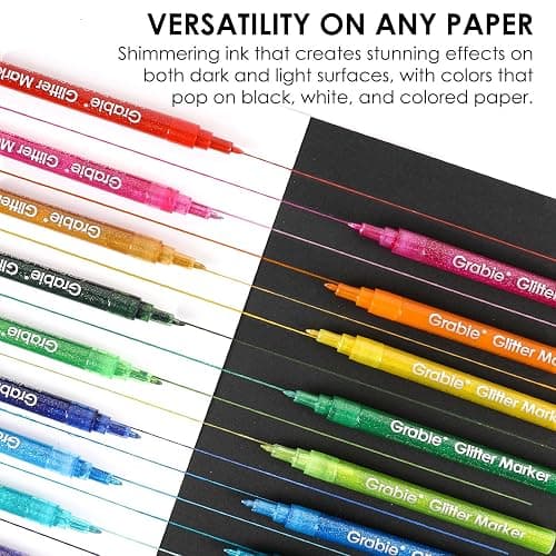 Grabie Glitter Metallic Markers, Extra-Fine Tip Glitter Acrylic Paint Markers, Quick-Drying Water-based Ink Glitter Pens for Adults, DIY Crafts Making (Extra Fine Tip 24 Colors, Pack of 24) thumbnail 5