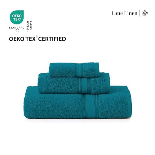 LANE LINEN Luxury 6-Piece Bath Towel Set - 100% Cotton, Quick-Dry, Super Absorbent, Zero Twist - Includes 2 Bath Towels, 2 Hand Towels, 2 Washcloths - Sea Port thumbnail 9