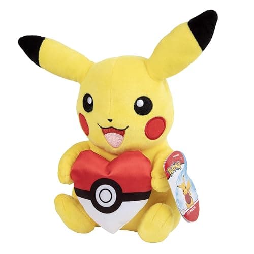 Pokémon 8" Pikachu Plush w/Heart Poke Ball Accessory - Officially Licensed - Authentic Soft Stuffed Animal Toy Figure w/Pokeball - Holiday Christmas Stocking Stuffer Gift for Kids, Boys, Girls - 2+ - Image 1