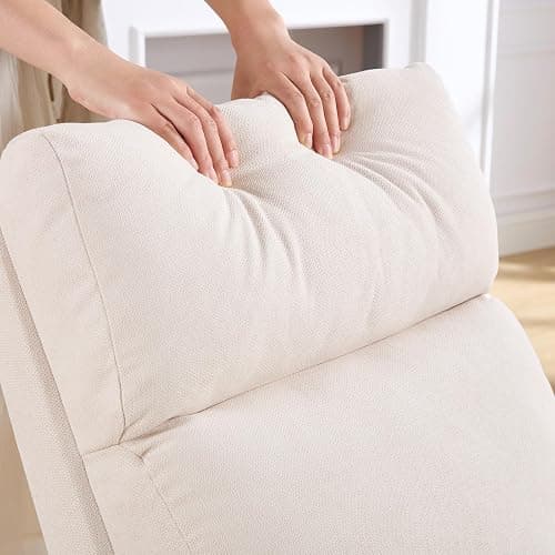 HCHAIRH Rocking Chair Nursery, Nursing Rocking Chairs with Foot Rest for Mom Nursery, Glider Rocker Chair with Footrest and High Backrest for Living Room, Bedroom, Beige thumbnail 7