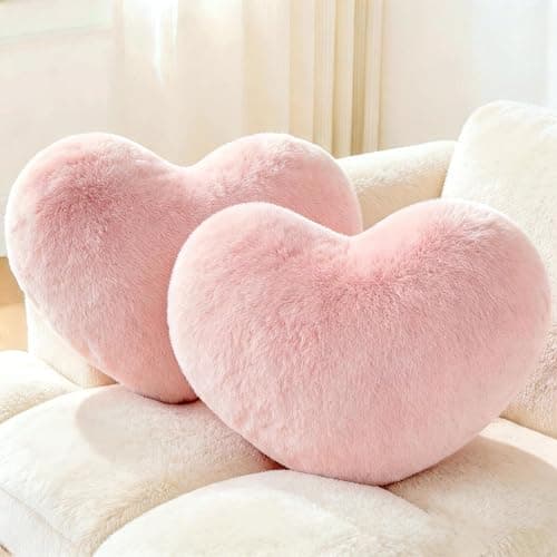Nokrwit 2PCS Throw Pillows Cute Room Decor Heart Pillow Home Decor Decorative Couch Pillows Bed Pillows Outdoor Pillows Valentine Gifts,Pink 9"*13" - Image 1