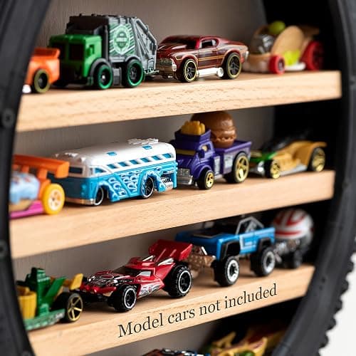 Tapeera Model Car Display Case Stand - Toy Cars Organizer Wall Display Tire Shelf Cabinet - Holds Up to 18 Diecast 1/64 Car Collectibles - Compatible with Hot Wheels Matchbox - Wheel Diameter 16 Inch thumbnail 5