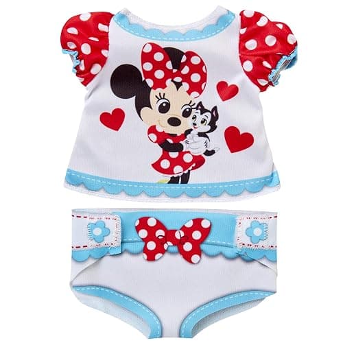 My Disney Nursery Baby Doll Clothes & Accessories, Minnie Diaper Accessory Pack Inspired by Disney's Beloved Minnie Mouse! Includes Doll T-Shirt, Doll diaper Cover, Clip With Charm - Image 1