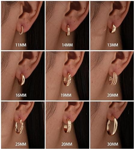 Gold Hoop Earrings Set for Women, 18 Pairs Hypoallergenic Statement Open Pearl Hoops Earring for Multipack, Gold Chunky Hoop Earrings for Women Trendy Jewelry thumbnail 6