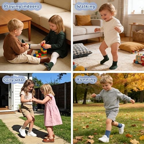 Bearbay Toddler Non Slip Cotton Crew Socks with Anti-slip Dots for Infant Baby Boys Girls thumbnail 7