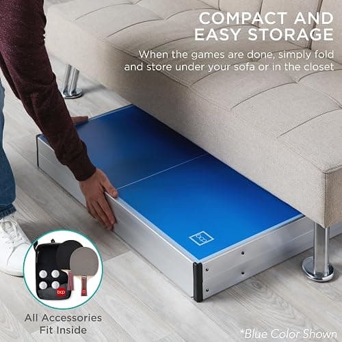 Best Choice Products 6x3ft Portable Ping Pong Table, Mid-Size Folding Indoor Outdoor Table Tennis w/ 2 Paddles, 4 Balls Included, Carrying Bag thumbnail 5