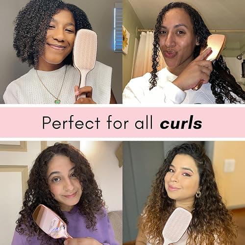 Lily England Detangling & Styling Brush - Pain-Free Brush for Curly Wet & Dry Hair With Flexible Bristles - Easy to Hold Rose Gold Brush for Women's 3c to 4c Curls thumbnail 7