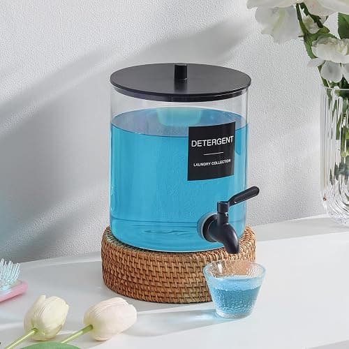 Glass Laundry Detergent Dispenser, 128 oz / 3.5L Fabric Softener Dispenser for Laundry Room Organization, Detergent Holder with 304 Spigot, Glass Soap Container (Black) thumbnail 2