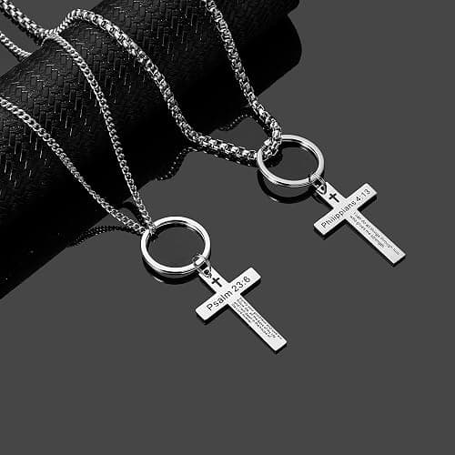 Ldurian Bible Verse Keychain Christian Cross Keychain for Women, Cross Key Chain for Men Religious Scripture thumbnail 2