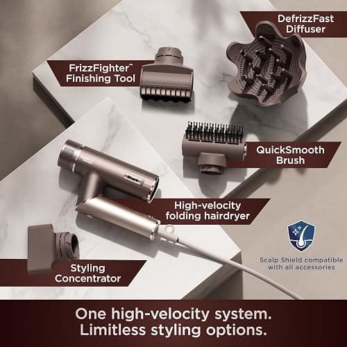 Shark SpeedStyle Pro Flex Professional Performance High-Velocity Hair Dryer System with Scalp Shield & IQ Speed Styling and Drying Suite, Lightweight, Ionic, No Heat Damage, Mocha Silver, HD542 thumbnail 5