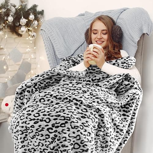 Black Leopard Throw Blanket, Soft Warm Cheetah Print Blanket for Boys Girls, Fuzzy Plush Home Room Decor for Car Seat Stroller Travel 40"x50" thumbnail 2
