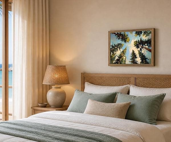 Framed Pine Forest Wall Art Canvas Print Summer Woodland Landscape Painting Cottagecore Pine Tree Picture Wall Decor for Living Room Bedroom Nursery Office12x16 In thumbnail 6