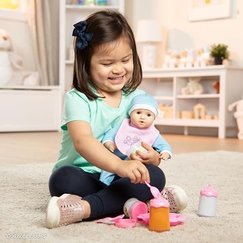 Melissa & Doug Mine to Love Baby Food & Bottle Play Set for Feeding Dolls Baby Doll Feeding Set, Disappearing Milk Bottle Toy for Kids 3+ thumbnail 2