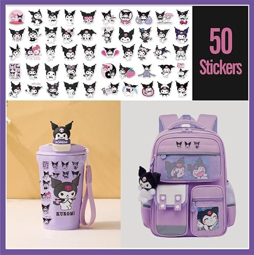 GFDSJKLCTH Cute Stationery Gift Set Kawaii Back to School Including Notebook Pencil Cas Ballpoint Pen ID Badge Holder Stickers Key Chain Bookmark （purper） thumbnail 4