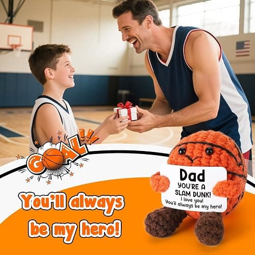 YUEYUQIU Christmas Dad Gifts from Daughter Son Wife - Cool Handmade Crochet Small Basketball, Ideal Birthday Xmas Presents for Dad Father Daddy New Dads - Christmas Stocking Stuffers for Dads thumbnail 6