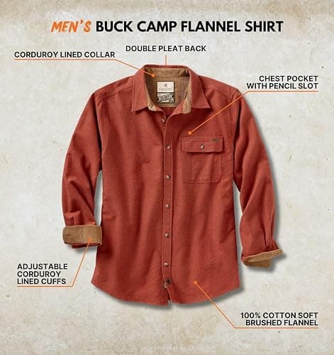 Legendary Whitetails Men's Flannel Shirt Long Sleeve Button Down 100% Cotton thumbnail 3