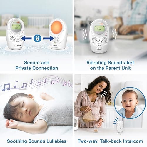 VTech DM1211 Audio Baby Monitor, Long range,Baby monitor with 2-way talk, Noise Level Display, Temperature Sensor, Soothing Sounds, Parent Unit Belt Clip thumbnail 9