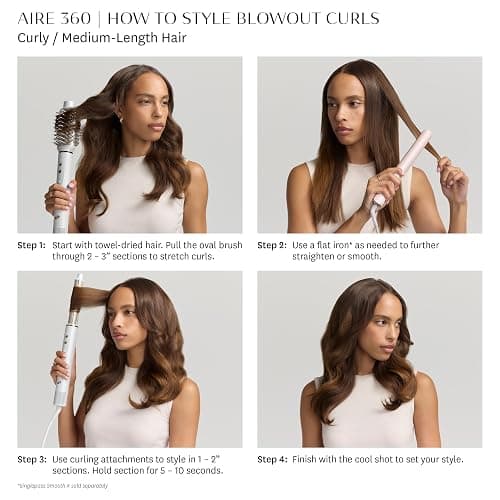 T3 Aire 360 Multi-Styler & Blowout System with Luxe Carrying Case, Rapid Drying Hair Dryer, Ceramic Curling Attachments, Oval Brush & Drying Concentrator | Blowouts & Long-Lasting Curls thumbnail 10
