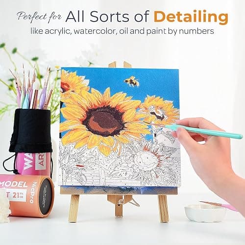 Nicpro 21PCS Fine Detail Paint Brush Drybrush Set, Aesthetic Pastel Fine Tip Miniature Paint Brushes for Acrylic Oil Watercolor, Crafts, 40K Models, Miniatures, Rock Painting, Paint by Numbers thumbnail 6