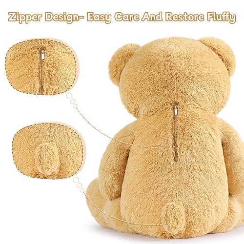 MorisMos 47inch Giant Teddy Bear Stuffed Animal 4ft, Large Teddy Bear Plush, Big Stuffed Bear Gifts for Kids, Girls, Girlfriend, Women on Baby Shower, Valentine, Christmas, Birthday (Light Brown thumbnail 6