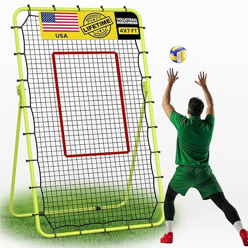 CHAOBING 7x4 FT Volleyball Rebounder Net, 5-Angle Adjustable with Steel Frame & High-Tension PE Netting, Ideal for Lacrosse, Baseball, and Soccer Practice Perfect for Setting, Spiking thumbnail 8