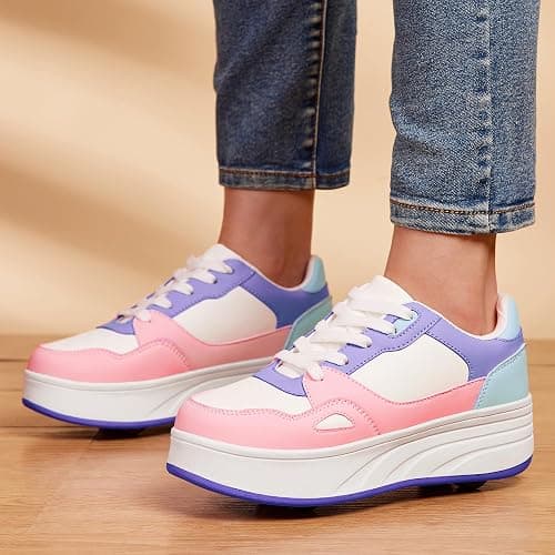 HSQ Fashion Sneaker Roller Skate Shoes for Boys Girls Kids Detachable Wheeled 2 in 1 Skating Shoes with Wheels thumbnail 6