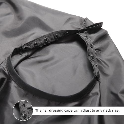 Omvoina Professional Hair Cutting Cape with Adjustable Snap Closure, Salon Barber Cape,Waterproof Hairdressing Salon Cape - 57" x 51"(Black) thumbnail 4
