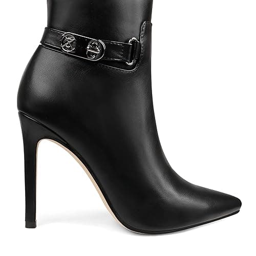 COLETER Women's Knee High Boots Pointed Toe Stiletto Buckle Dress Boots Slouch Zipper Heeled Boots thumbnail 6
