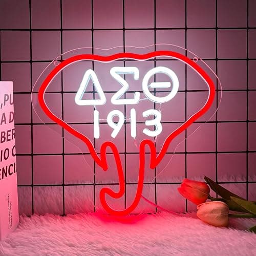 Gippro 1913 Sorority Neon Sign, Dimmable Led Red Elephant Sorority Neon Lights for Wall Decor, Led Sign Greek Letters USB Powered 1913 Sorority Gifts for Party Female Friend Gift(11.8 * 11in) - Image 1