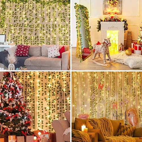 KASZOO 12 Stück künstlich Efeugirlande Efeu, Künstliches Hängend Efeu mit 200 LED-Licht,für Hochzeit Party Garten Wohnung Balkon thumbnail 6
