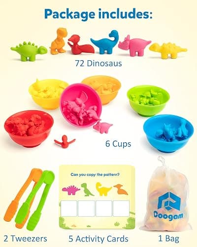 Coogam Counting Dinosaur Sorting Toy Set, Color Matching Classification Game, Montessori Fine Motor Skill Preschool Educational Montessori Learning Toys for 3 4 5 Years Old thumbnail 7