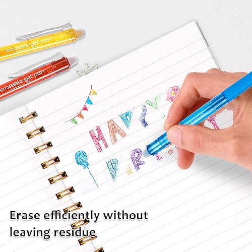 Lineon Erasable Gel Pens, 26 Colors Retractable Erasable Pens Clicker, Fine Point, Make Mistakes Disappear, Assorted Color Inks for Drawing Writing Planner and Crossword Puzzles thumbnail 5
