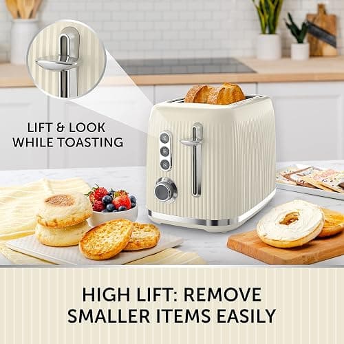 Breville Bold 2 Slice Toaster with High-Lift & Wide Slots | Cream & Silver Chrome [VTR003] thumbnail 3