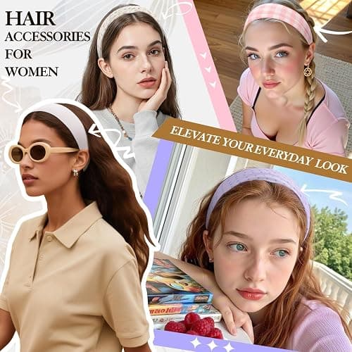 Gift for Women 8pcs Fashion Headband: Headbands for Women Girls Birthday Gift Stocking Stuffers Soft Fabric Hairbands Hair Styling Accessories Valentines Day Gifts for Her Woman Teen Girls Wife Sister thumbnail 5