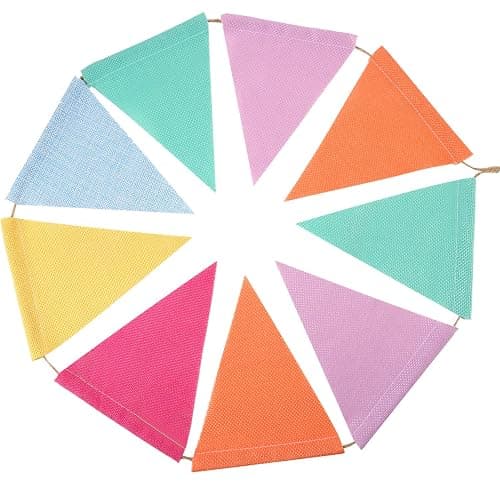 HESTYA 42 Pieces Colorful Pennant Banner Flag Multicolor Bunting String Triangle Banner Pennants for Birthdays Classroom School Carnival Garland Outdoor Events Party Hanging Decorations(Pastel) thumbnail 4