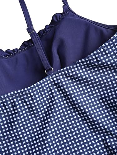 seamoly Women’s Cute Tankini Set Gingham Two Piece Swimsuits with Bow Back Tie Side Bottom thumbnail 3