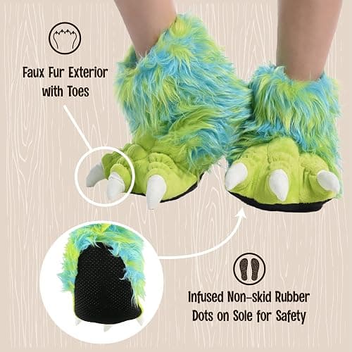 Lazy One Animal Paw Slippers for Kids and Adults, Fun Costume for Kids, Cozy Furry Slippers thumbnail 3