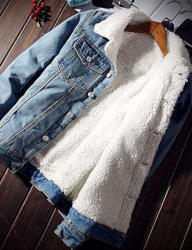 Springrain Men's Sherpa Fleece Lined Denim Jacket Warm Winter Trucker Jacket Cowboy Jean Jacket thumbnail 3