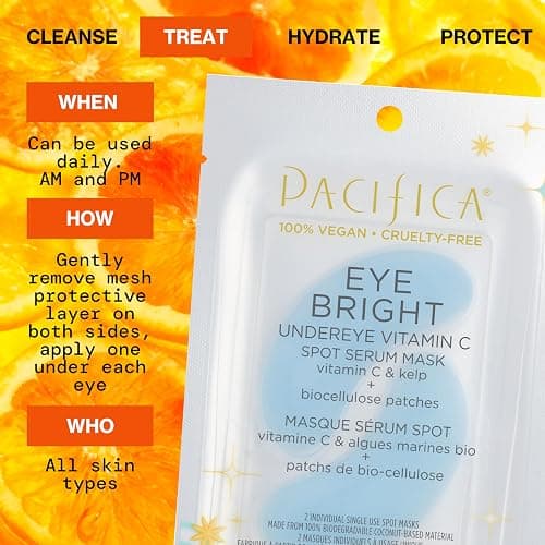 Pacifica Undereye Spot Serum Mask – Bright Eye Vitamin C Mask for Dark Circles & Hydration, Brightening Under Eye Treatment, Vegan & Cruelty-Free, 4 Pack - Set of 4 - Bright Undereye Spot Serum Mask thumbnail 6